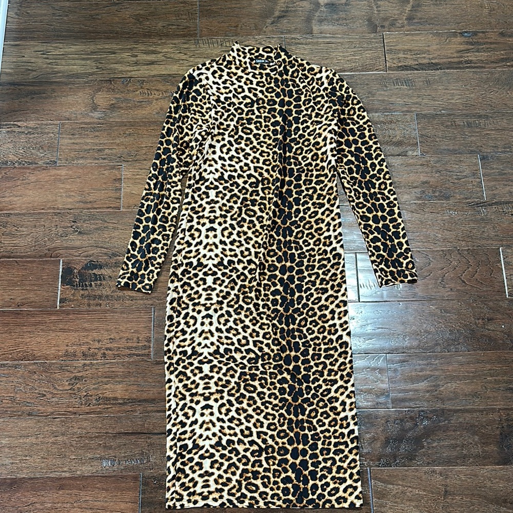 Leopard Print Long Sleeve Dress